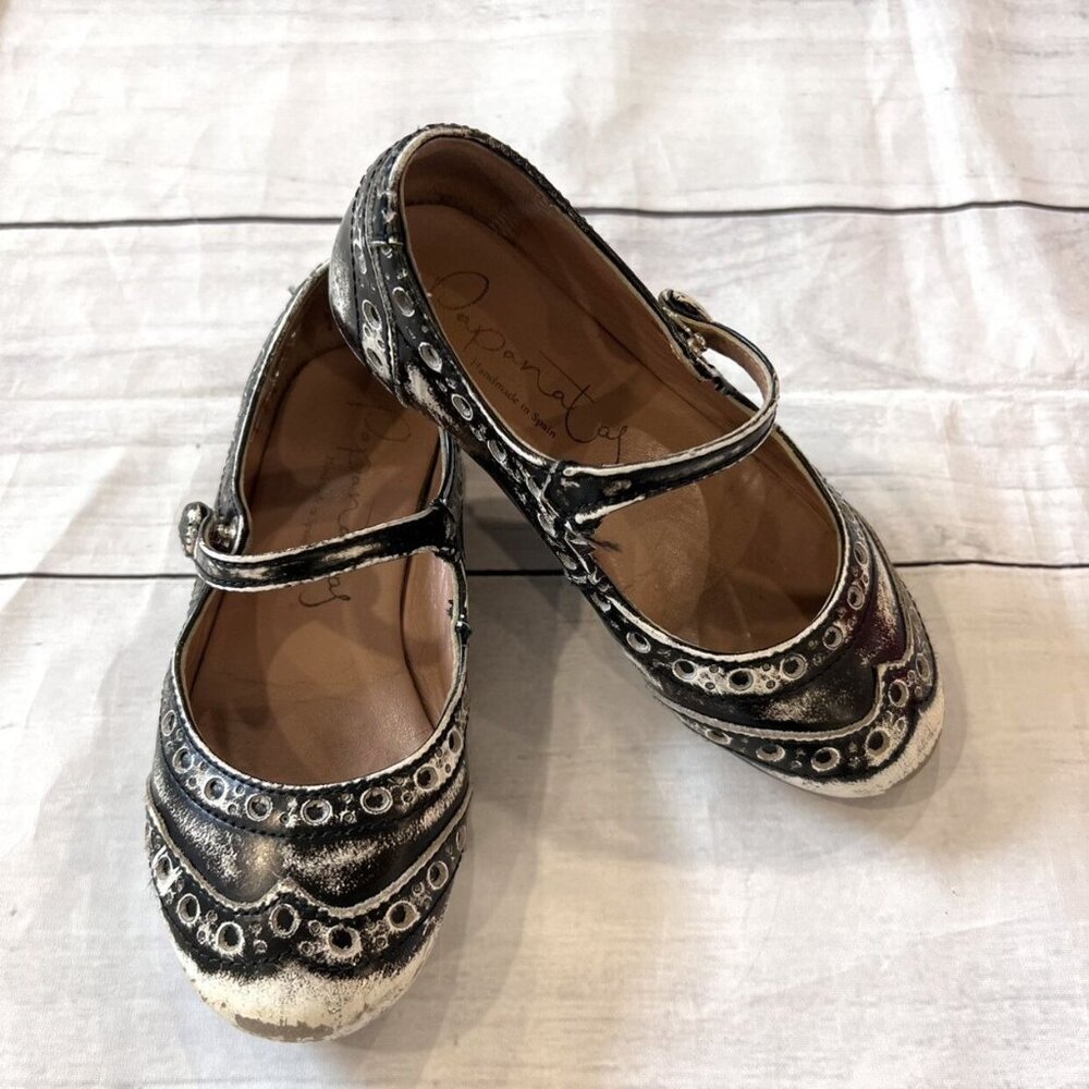Papanatas By Eli Black & White Brushed Wingtip Shoes